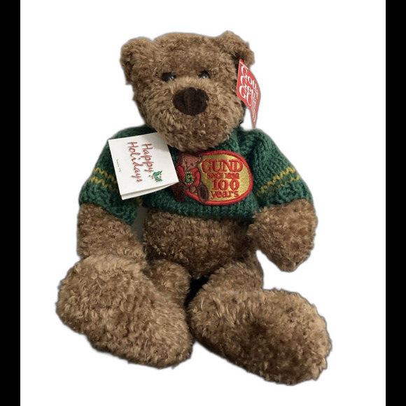 GUND 100 YEARS CELEBRATION Teddy Bear 9676 PLUSH 1998 NWT GREEN SWEATER - Picture 1 of 16